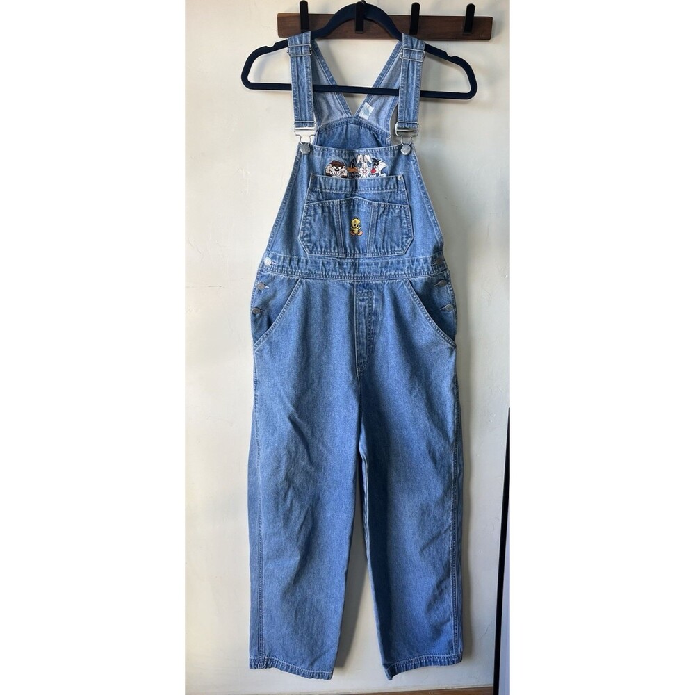 Warner Bros Studio Store Looney Tunes Denim Overalls Tweety Blue Medium Women